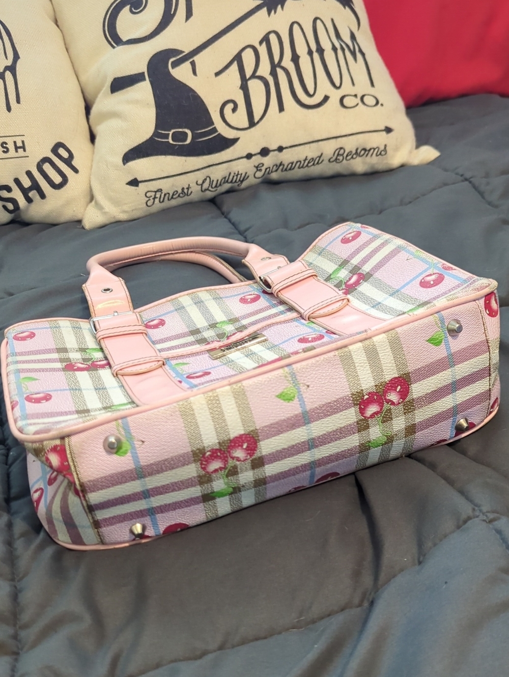 ULTRA RARE Burberrys Burberry Blue Label Cherry Tote Bag 👛 WOW Japan Market! - Picture 9 of 11
